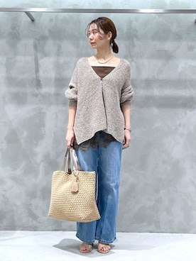 「BARNYARDSTORM（バンヤードストーム）のBARNYARDSTORM / Oggi11月号掲載◆ソフトウエストワイドデニムパンツ【WEB限定】（デニムパンツ、ブルー系）」を使った、izumi888さん（レディース）の春コーディネート