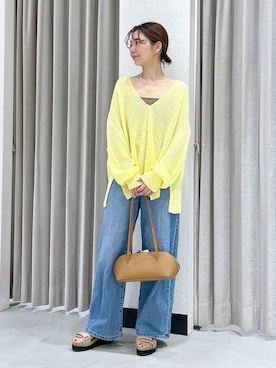 「BARNYARDSTORM（バンヤードストーム）のBARNYARDSTORM / Oggi11月号掲載◆ソフトウエストワイドデニムパンツ【WEB限定】（デニムパンツ、ブルー系）」を使った、izumi888さん（レディース）の春コーディネート