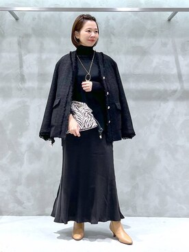「アイテム（ノーカラージャケット）」を使った、izumi888さん（レディース・157cm・30代）の冬コーディネート