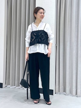 「BARNYARDSTORM（バンヤードストーム）のBARNYARDSTORM /  ダブルクロスワイドパンツ【WEB限定カラー】（スラックス、ブラック系）」を使った、izumi888さん（レディース）の春コーディネート