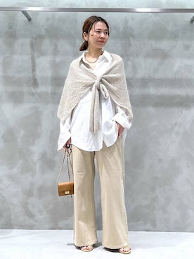 「BARNYARDSTORM（バンヤードストーム）のBARNYARDSTORM / NEWカットワイドデニム / ハンドウォッシャブル【WEB限定サイズL】（デニムパンツ、ベージュ系）」を使った、izumi888さん（レディース）の春コーディネート