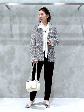 「アイテム（ノーカラージャケット）」を使った、izumi888さん（レディース・157cm・30代）の冬コーディネート