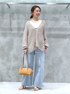 「BARNYARDSTORM（バンヤードストーム）のBARNYARDSTORM / Oggi11月号掲載◆ソフトウエストワイドデニムパンツ【WEB限定】（デニムパンツ、ブルー系）」を使った、izumi888さん（レディース）の春コーディネート