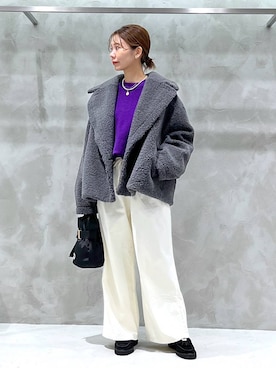 「BARNYARDSTORM（バンヤードストーム）のBARNYARDSTORM / ウォームツイルストレッチワイドパンツ / ハンドウォッシャブル【吸湿発熱】（その他パンツ）」を使った、izumi888さん（レディース・157cm）の秋コーディネート