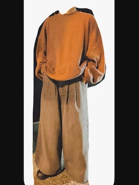 「NILWAY（ニルウェイ）のヴィンテージアソート ワイドシルエット袴デニムパンツ（Denim pants、ブラック系）」を使った、れもさん（メンズ・151cm）の秋コーディネート