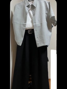 「MONO-MART（モノマート）のTRストレッチ タックワイドスラックスパンツ（Trousers、ブラック系）」を使った、れもさん（メンズ・151cm）の秋コーディネート