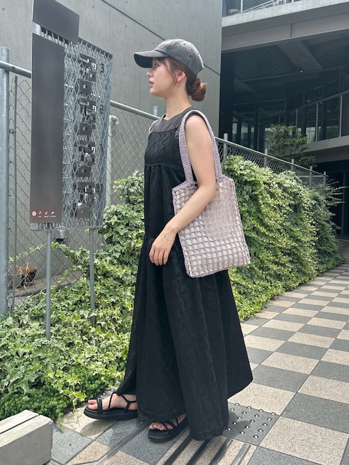 ペーパー手編みメッシュフラットバッグ
