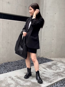 「H&M（エイチ・アンド・エム）のアイテム（ジャケット/アウター）」を使った、ririkaさん（レディース・158cm）の冬コーディネート
