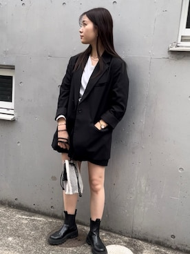 「H&M（エイチ・アンド・エム）のアイテム（ジャケット/アウター）」を使った、ririkaさん（レディース・158cm）の春コーディネート