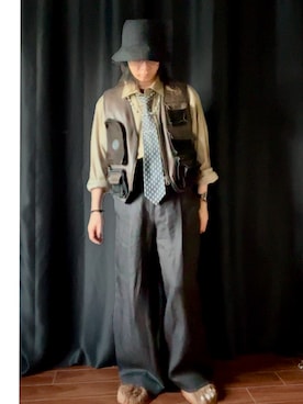 「Nine Tailor（ナインテイラー）のアイテム（帽子）」を使った、garbagesapienさん（メンズ・160cm）の春コーディネート