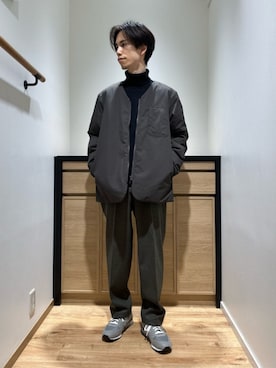 「アイテム（カーディガン/ボレロ、ブラウン系）」を使った、YUYA NAGASEさん（メンズ・169cm）の冬コーディネート