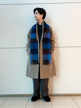 「green label relaxing（グリーンレーベルリラクシング）のアイテム（チェスターコート）」を使った、YUYA NAGASEさん（メンズ・169cm）の秋コーディネート