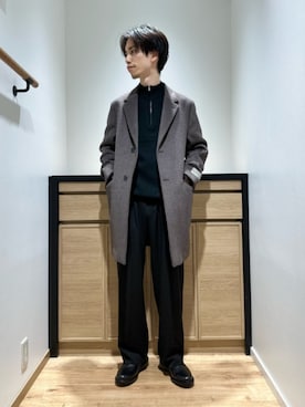 「green label relaxing（グリーンレーベルリラクシング）のアイテム（チェスターコート）」を使った、YUYA NAGASEさん（メンズ・169cm）の冬コーディネート