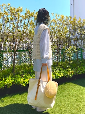 「オフホワイト」｜「アイテム（キャップ）」を使った、piroshiki11さん（レディース・153cm）の春コーディネート