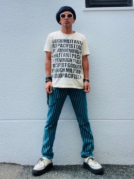 「666（シックスシックスシックス）のアイテム（パンツ）」を使った、GOODMAN®️さん（メンズ・168cm）の夏コーディネート