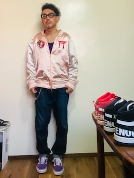 「アイテム（スカジャン）」を使った、GOODMAN®️さん（メンズ・168cm）の秋コーディネート