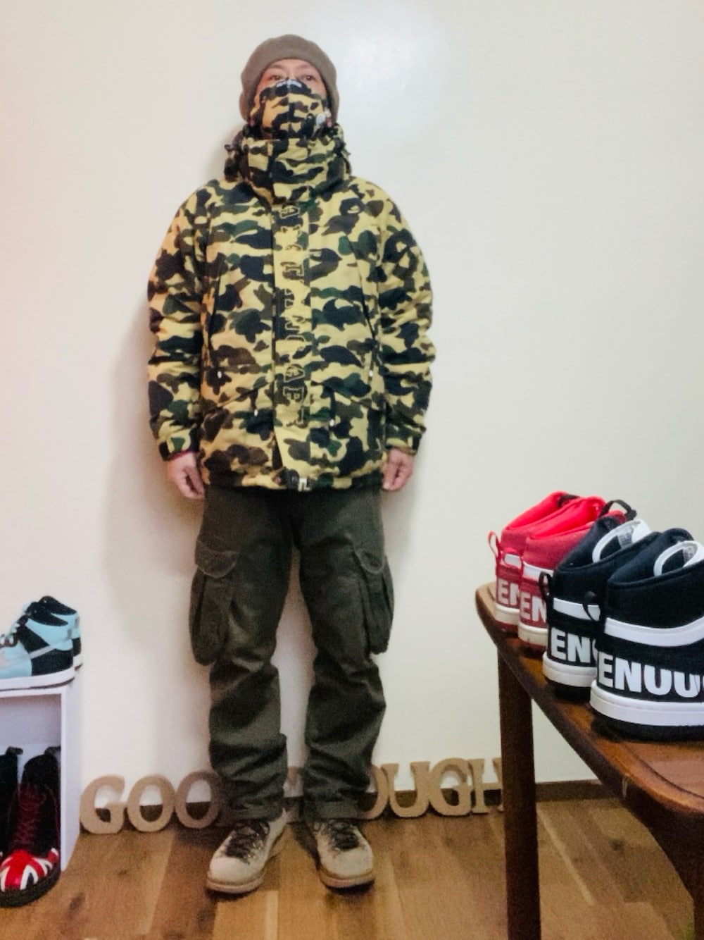 アベイシングエイプイエローカモモッズコート アベイシングエイプイエローカモモッズコート A BATHING APE ア