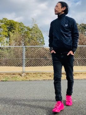 「フレッドペリー」｜「アイテム（ジャージ）」を使った、GOODMAN®️さん（メンズ・168cm）の冬コーディネート