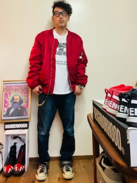 「Alpha Industries（アルファインダストリーズ）のアイテム」を使った、GOODMAN®️さん（メンズ・168cm）の春コーディネート