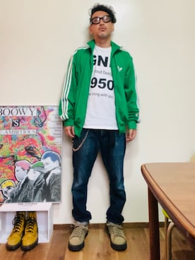 「アイテム（ジャージ）」を使った、GOODMAN®️さん（メンズ・168cm）の秋コーディネート