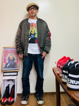 「アイテム（MA-1）」を使った、GOODMAN®️さん（メンズ・168cm）の冬コーディネート