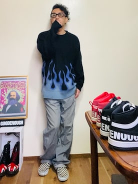 「アイテム（スリッポン）」を使った、GOODMAN®️さん（メンズ・168cm）の冬コーディネート