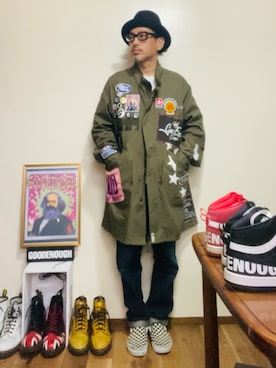 「アイテム（スリッポン）」を使った、GOODMAN®️さん（メンズ・168cm）の秋コーディネート