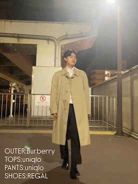 「アイテム（ステンカラーコート）」を使った、kan.789_さん（メンズ・173cm）の秋コーディネート