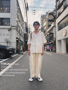 「STUDIO NICHOLSON（スタジオニコルソン）のアイテム（その他パンツ）」を使った、kan.789_さん（メンズ・173cm）の秋コーディネート