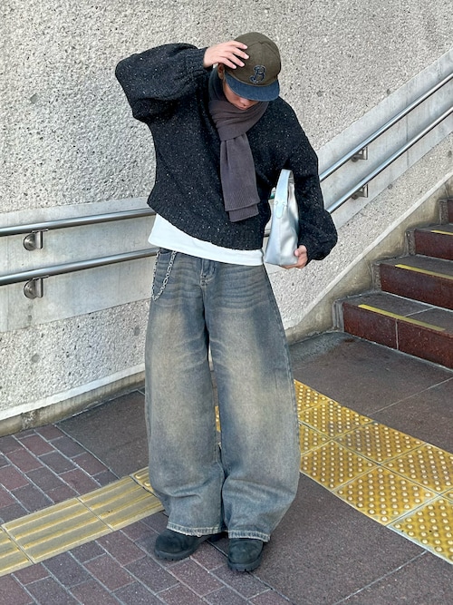 FreeZone ワイドパンツ ジーンズ オーバーサイズ バギーデニムパンツ