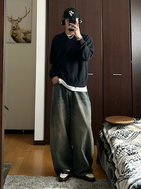 「アイテム（ブレスレット）」を使った、蘭丸さん（メンズ・175cm）の秋コーディネート