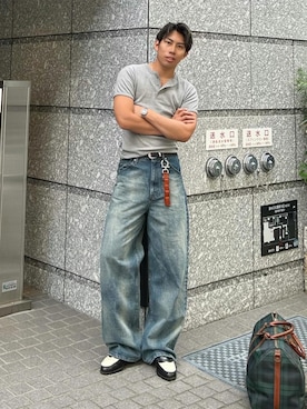 「アイテム（ベルト）」を使った、蘭丸さん（メンズ・175cm）の春コーディネート
