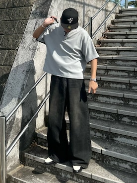 「アイテム（キャップ）」を使った、蘭丸さん（メンズ・175cm）の夏コーディネート
