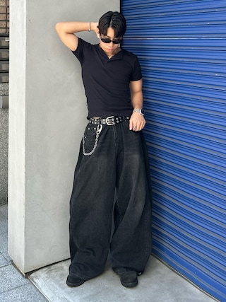 「Levi's（リーバイス）のLevi's/リーバイス 太め40mm ダブルピン ハトメ ベルト（ベルト）」を使った、蘭丸さん（メンズ・175cm）の夏コーディネート