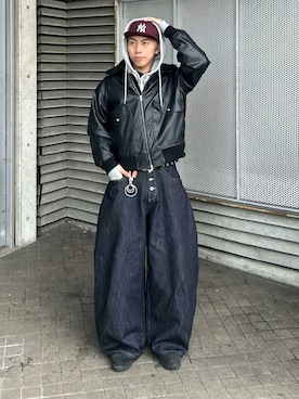 「アイテム（イヤーカフ）」を使った、蘭丸さん（メンズ・175cm）の冬コーディネート