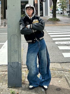 「アイテム（パーカー）」を使った、蘭丸さん（メンズ・175cm）の秋コーディネート