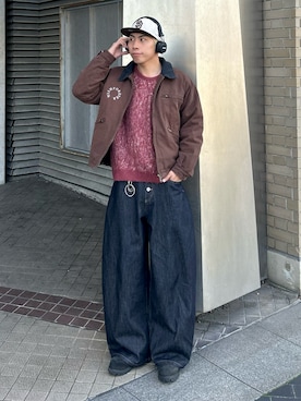 「アイテム（イヤーカフ）」を使った、蘭丸さん（メンズ・175cm）の冬コーディネート