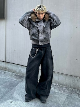 「アイテム（ブルゾン）」を使った、蘭丸さん（メンズ・175cm）の冬コーディネート