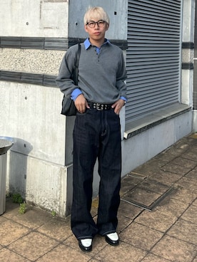 「アイテム（イヤーカフ）」を使った、蘭丸さん（メンズ・175cm）の秋コーディネート