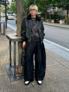 「アイテム（メガネ）」を使った、蘭丸さん（メンズ・175cm・20代）の秋コーディネート