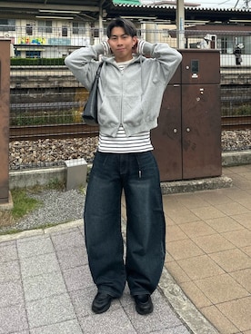 「アイテム（パーカー）」を使った、蘭丸さん（メンズ・175cm）の春コーディネート