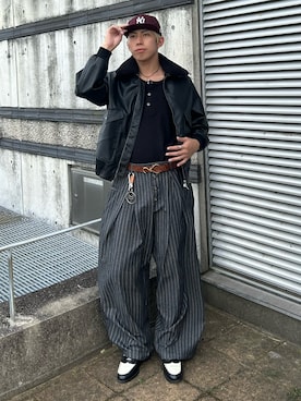 「アイテム（イヤーカフ）」を使った、蘭丸さん（メンズ・175cm・20代）の秋コーディネート