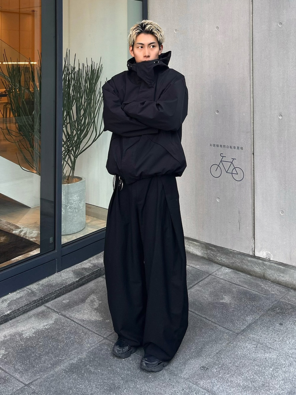 2 CS stripe cross tuck drape slacks グレー CS】stripe cross tuck drape slacks (gray) | OUR BRAND,Chikashitsu