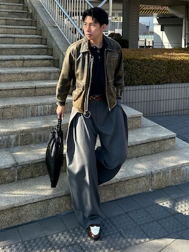 「アイテム（アクセサリー）」を使った、蘭丸さん（メンズ・175cm）の春コーディネート