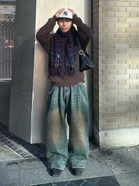 「アイテム（帽子）」を使った、蘭丸さん（メンズ・175cm）の冬コーディネート