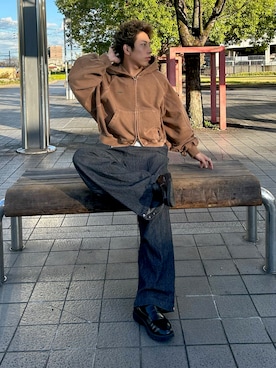 「アイテム（イヤーカフ）」を使った、蘭丸さん（メンズ・175cm）の秋コーディネート