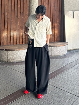 「Hender Scheme（エンダースキーマ）のアイテム」を使った、蘭丸さん（メンズ・175cm）の夏コーディネート