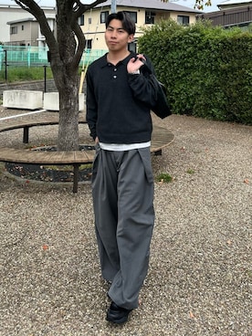 「soerte（ソエルテ）のアイテム（パンツ）」を使った、蘭丸さん（メンズ・175cm）の春コーディネート