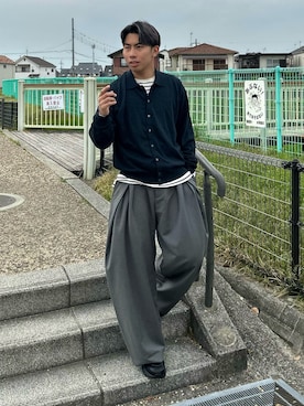 「soerte（ソエルテ）のアイテム（パンツ）」を使った、蘭丸さん（メンズ・175cm）の春コーディネート