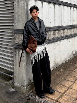 「WYM LIDNM(ウィム バイ リドム)のAZE H/S KNIT HENLEY(ニット/セーター)」を使った、蘭丸さん(メンズ・175cm)の秋コーディネート